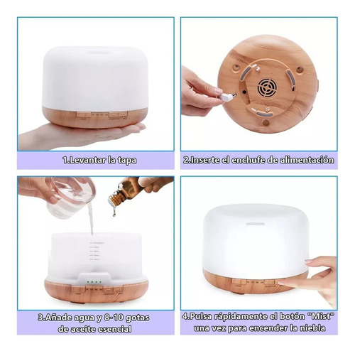 Humidificador De Aceites Esenciales De 500 Ml 7 Colores Color De Color