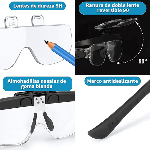 Gafas Lentes Lupa Recargables Usb, Lupa Con Luz Led, Lentes