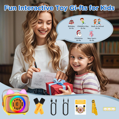 Máquina De Karaoke Bigasuo Para Niños Con 2 Micrófonos Inalá