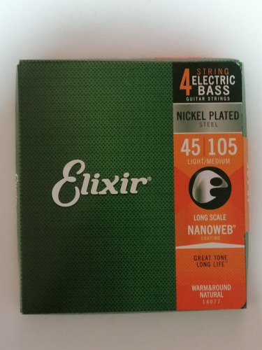 Imagen 1 de 3 de Cuerda Elixir Para Bajo 4 Cuerdas 14077 (45-105)