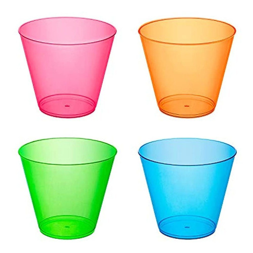 Vasos De Plástico, 50 Unidades, Varios Colores De Neón