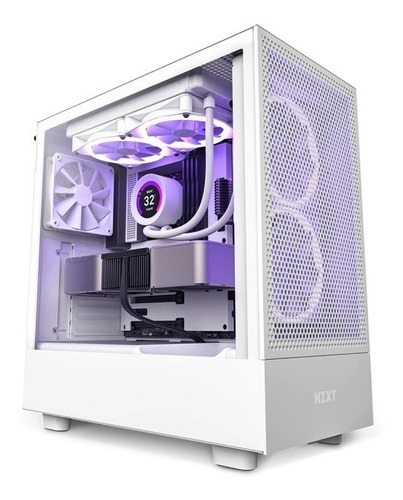 Gabinete para jugadores Nzxt H5 Flow de vidrio blanco - CC-H51fw-01