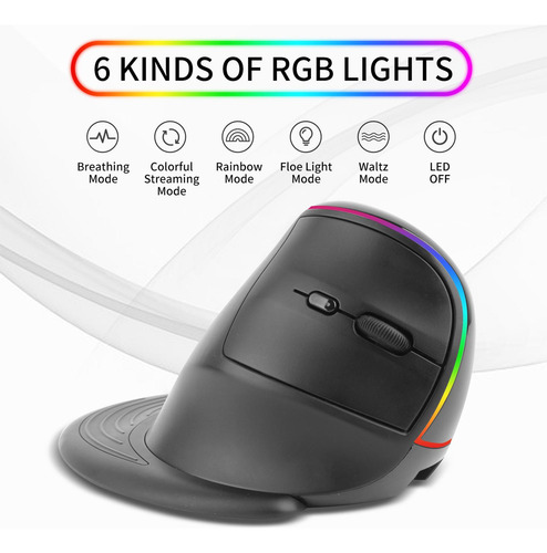 Wireless Mouse Vertical With Scroll Wheel 6 Lighting 3200