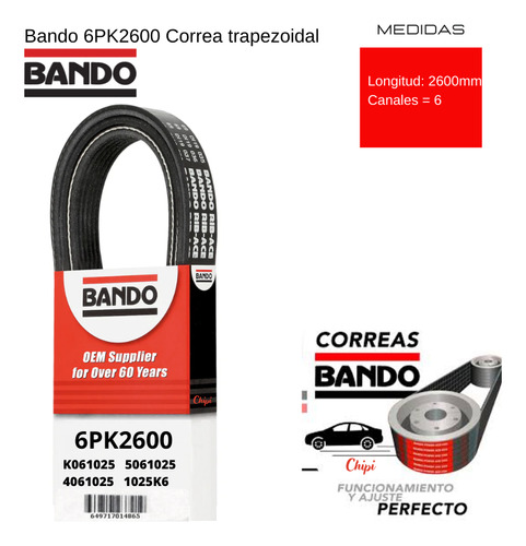 Correa Aire Acond Ford E-150 V6 4.2l 4195/256 1997 2003