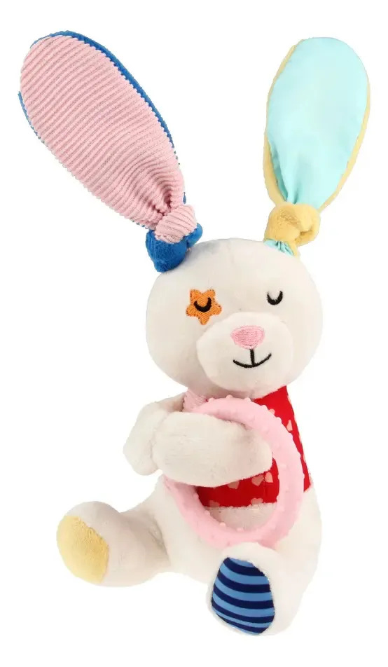 Juguete Para Perros Peluche Con Anillos Conejo Gigwi Blanco Conejo