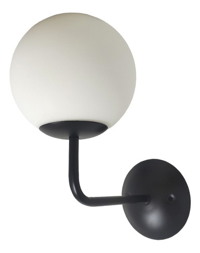 Aplique Pared Esfera Globo Vidrio Opal Satinado Ø15 Negro