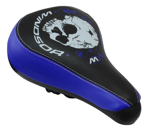 Asiento Bicicleta Bmx Calavera Skull Con Broche Windsor Color Azul