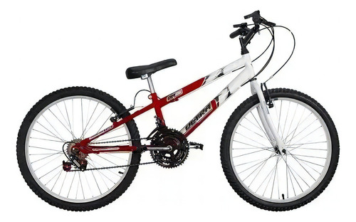 Bicicleta  de passeio Ultra Bikes Rebaixada Aro 24 Bicolor 18 Marchas freios v-brakes cor vermelho/branco