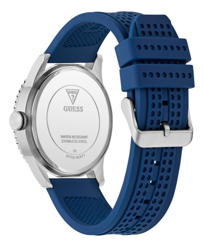 Reloj Varsity G Azul Hombre Guess Bisel Plateado