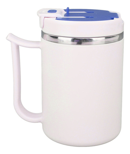 Taza Con Mango Y Tapa De Acero Inoxidable Azul 304 Con Aisla