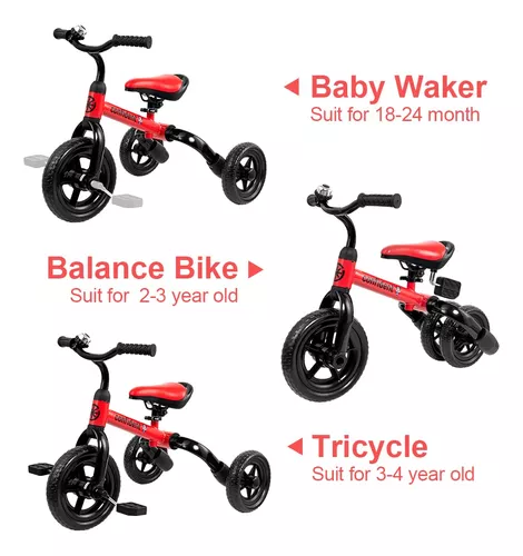 YGJT Triciclo 3 en 1 para niños pequeños de 2, 3 y 4 años, bicicletas  plegables para niños con asiento ajustable y pedal extraíble, juguetes de  montar