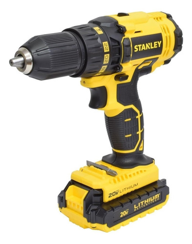 Furadeira parafusadeira sem fio de 13mm Stanley SCD20C2K 20V + acessório com maleta de transporte 127V 60Hz