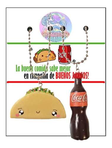 Dúos Taco Y Coca,collares O Llaveros Para Parejas/amigas