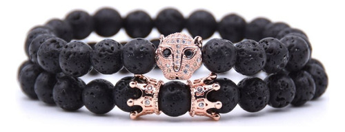 Pulsera Manilla Piedras Volcánica Naturales Leopardo Hombre