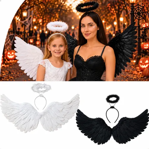 Fantasia Asa Anjo Tiara Infantil Adulto Halloween Carnaval