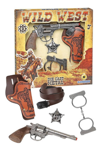 Gonher Set Comisario Revolver Placa Esposas Funda Juguete Ax