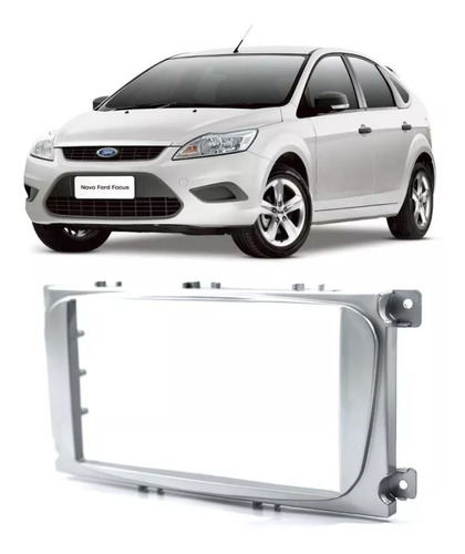 Moldura Painel 2din Ford Focus 2009 A 2013 Prata