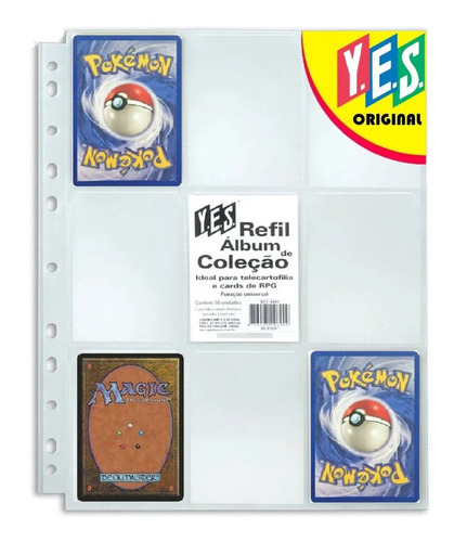 Refil Plástico 20 Folhas Para Cartões E Cards Pokemon - Yes