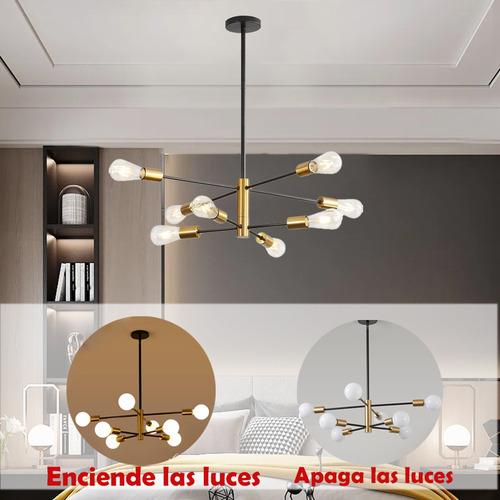 DEHOBO E26/27 Lámpara De Techo Colgantes Para Sala Interiores Decorativas 8 Luces Ajustables Lampara Para Recamara Lamparas Para Sala Lamparas Decorativas Foco Lamparas Para Cocina Lamparas De Techo