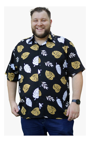 Camisa Floral Tamanho Especial, Viscose Plus Size Havaiana