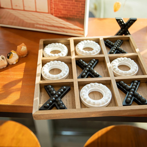 Genmous Mesa De Juego De Madera De Tic Tac Toe Para Niños Y