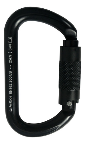 Mosquetão Alumínio Oval - Dupla Trava Auto Keylock For Rope Cor Preto