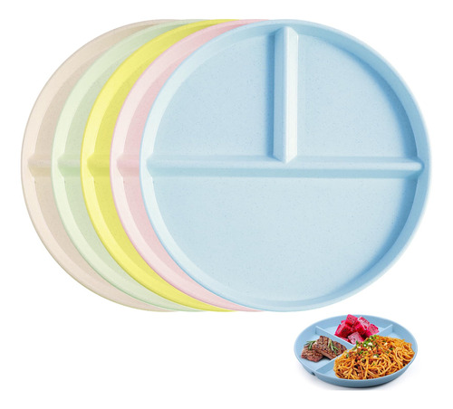 5 Plato Control Porcion Dividido 9  Para Adulto Apto