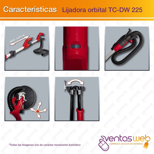 Imagen 4 de 6 de Lijadora Roto Orbital Telescopica 225mm Einhell Pared Techo Durlock + 6 Lijas