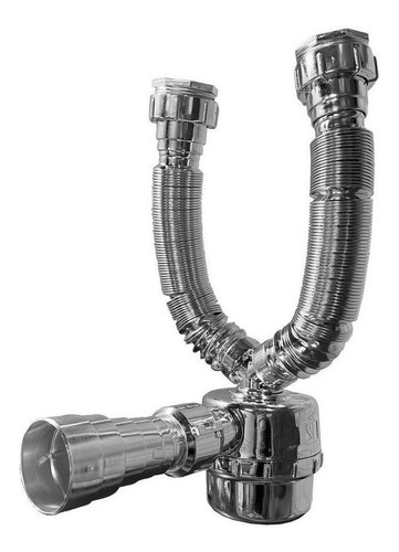 Sifao Cromado Pvc Duplo Com Copo Resistente Agua Quente