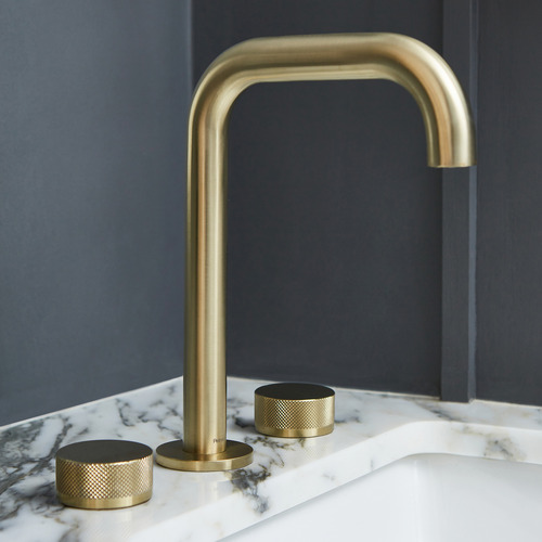 Grifería Baño Dorada Lavatorio Peirano Fabric Gold Cerámico