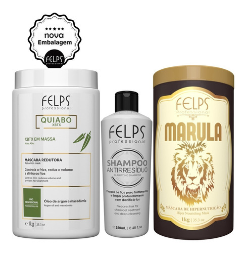 Felps Xbtx Redutor De Volume + Marula 1kg +antiresiduo 250ml