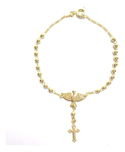 Pulsera Denario Espíritu Santo Cruz Enchapado Oro 18k