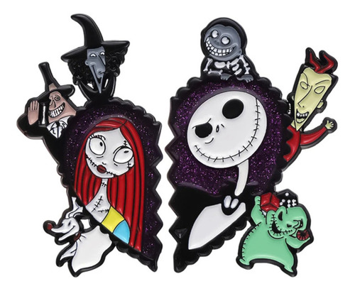 Set De 2 Pines Jack Y Sally  El Extraño Mundo De Jack