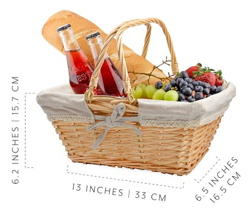 Cornucopia Brands - Cesta De Mimbre Rectangular Con Asas (n