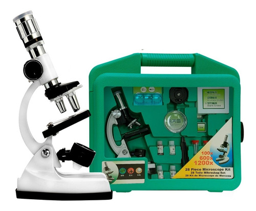 Kit De Microscopio Maletin Accesorios Luz Led Juguete Niños