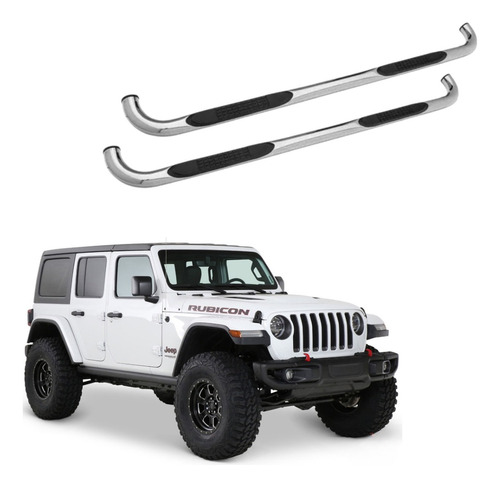 Estribos Redondos 3  Go Rhino Jeep Wrangler Jl 18-22 (4p)