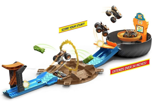 Imagen 6 de 7 de Pista Llanta De Acrobacia Monster Trucks Gvk48 Mattel