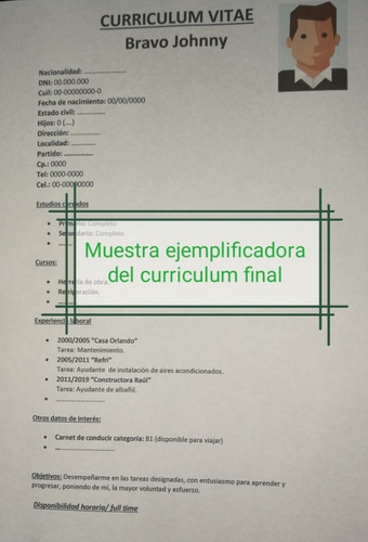Armado Curriculum Vitae Simple Listo Para Imprimir!