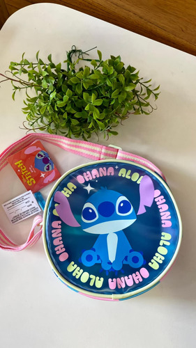 Bolsinha Stitch - Puket Cor Azul-celeste Correia De Ombro Rosa