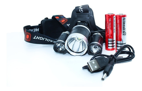 Lanterna Cabeça Recarregável Triplo T6 Led Cree Profissional