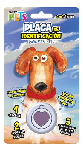 Placa De Identificación Para Mascota De Corazón. Color Anaranjado