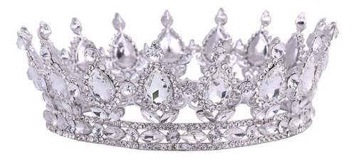 Plata Mujer Barroco Corona Tiara Diadema Cristal Completo