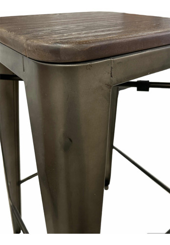Banqueta Tolix 75cm Asiento Madera Outlet Color Rusty