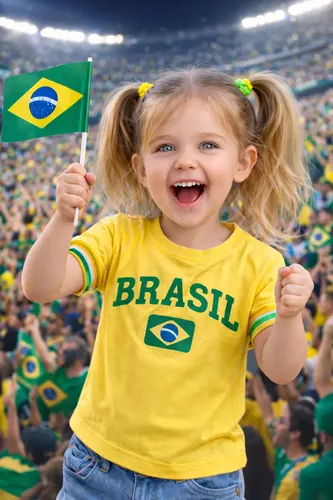 Camiseta Blusa Infantil Menina Brasil Copa do Mundo - Miniatura 2