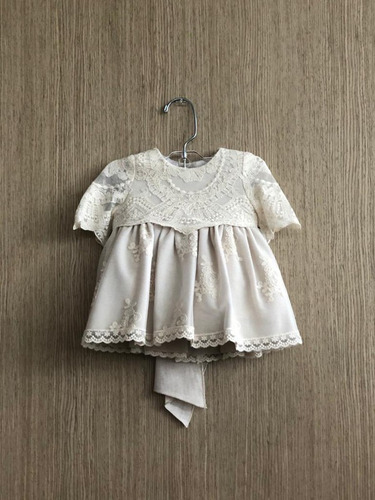 Conjunto Niña Bebe Tul Bordado Crudo,  De Besos