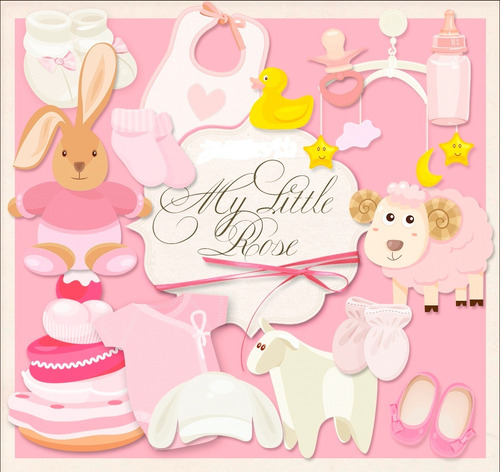 Kit De Papel E Imagenes Digitales Baby Shower My Little Rose