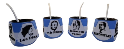 Mate Peronista Con Bombilla De Regalo Celeste Otf