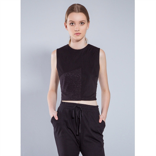 Top Cropped Feminino Heloisa Faria - Preto