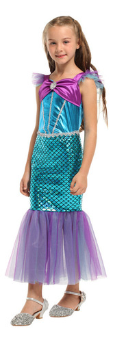Disfraz De Sirena Vestido Azul De Halloween Para Niña