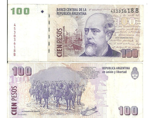 Billete: 100 Pesos Convertibles Serie B Bottero 3711